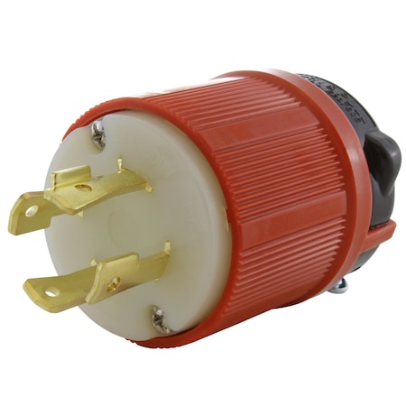 Ac Works Locking Plug, L17-30P, 30 A, 600V AC, Three Phase, Orange ASL1730P